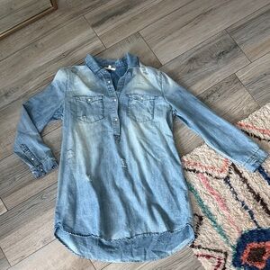 En Creme Blue High Low Denim Dress